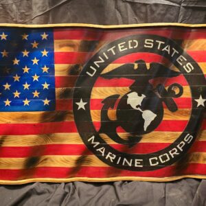 242-a-large-flag-with-the-marine-corpse-signia-freehanded-with-a-graphite-pencil